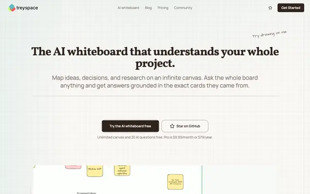 Screenshot of Treyspace | Your project already has the context. Now your AI does too.