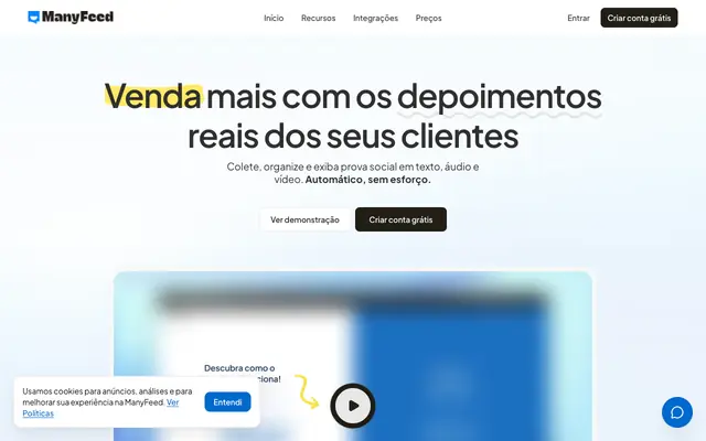 Screenshot of ManyFeed — Gerencie e Converta Avaliações | ManyFeed