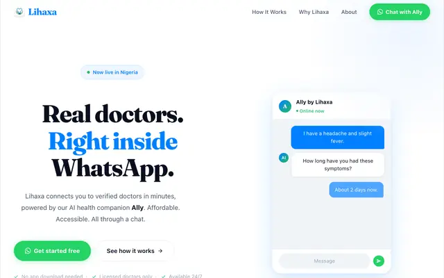 Screenshot of Lihaxa — Healthcare on WhatsApp