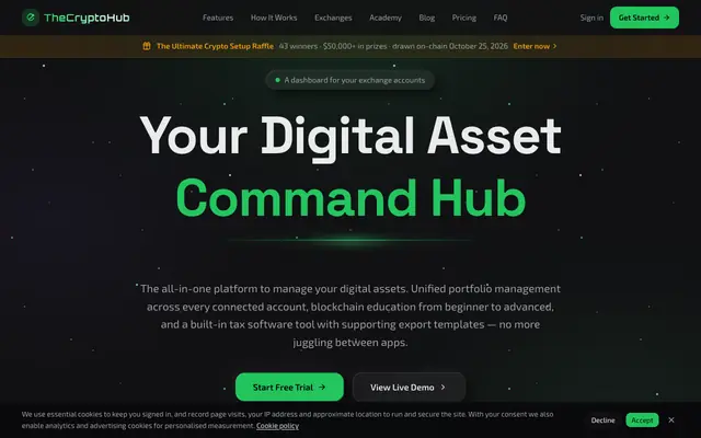 Screenshot of The Crypto Hub — All-in-One Crypto Trading, Portfolio & Learning Platform