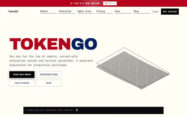 Screenshot of Self-operated inference at the market floor on TokenGO