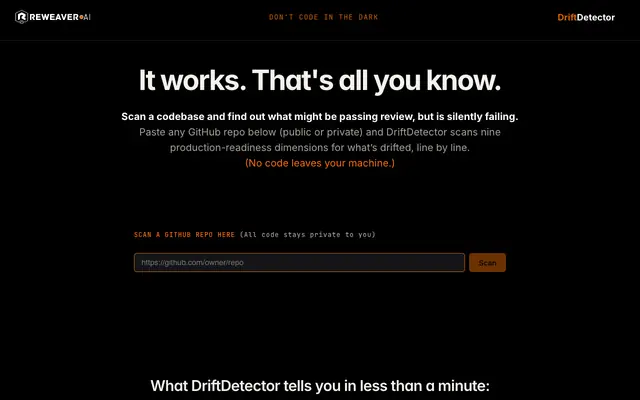 Screenshot of ReWeaver AI DriftDetector