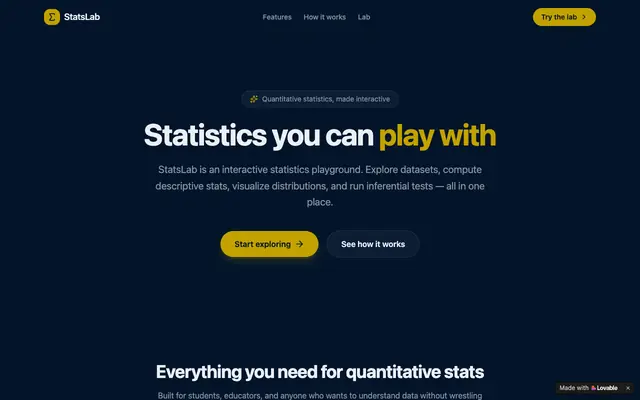 Screenshot of StatsLab — Interactive Statistics Playground