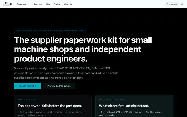Screenshot of Specvault