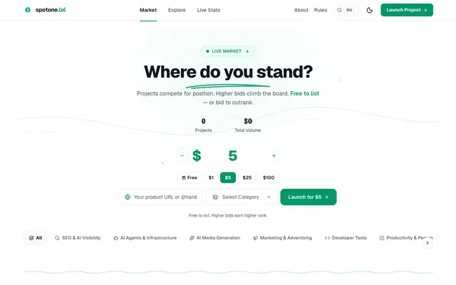 Screenshot of SpotOne — Where Does Your Project Stand?