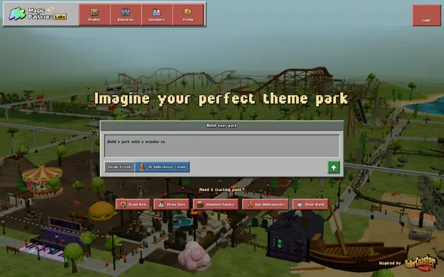 Screenshot of AI Theme Park Generator — Build Your Own Theme Park | Magic Patterns