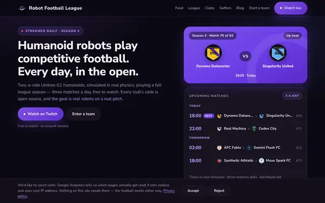 Screenshot of RFL — Robot Football League