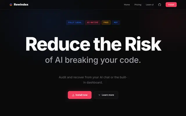 Screenshot of Rewindex: Reduce the risk of AI breaking your code