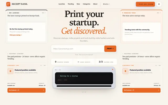 Screenshot of Receipt Rank — Pay-to-Rank Website Leaderboard