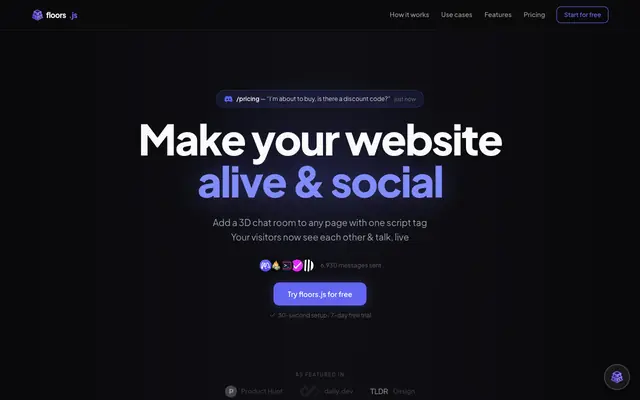Screenshot of floors.js - Real-Time 3D Chat Rooms for Websites