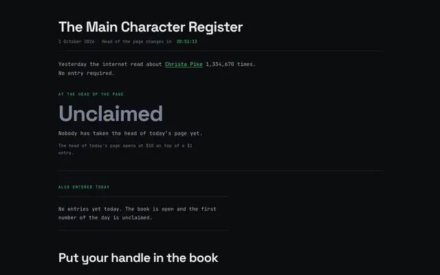 Screenshot of Main Character of the Internet