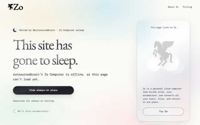 Screenshot of Zo Site