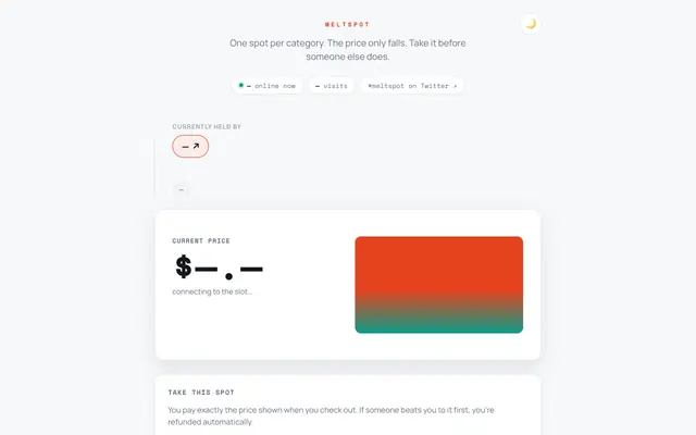 Screenshot of MeltSpot — the price only falls