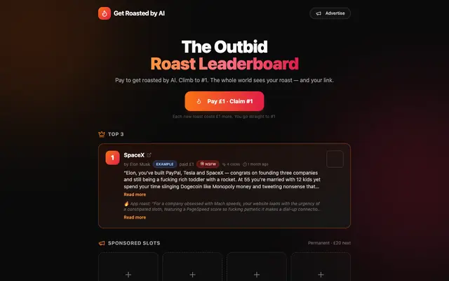 Screenshot of Get roasted