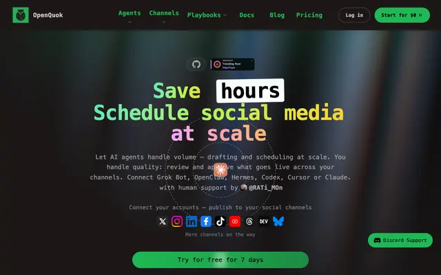 Screenshot of Save hours Schedule social media at scale