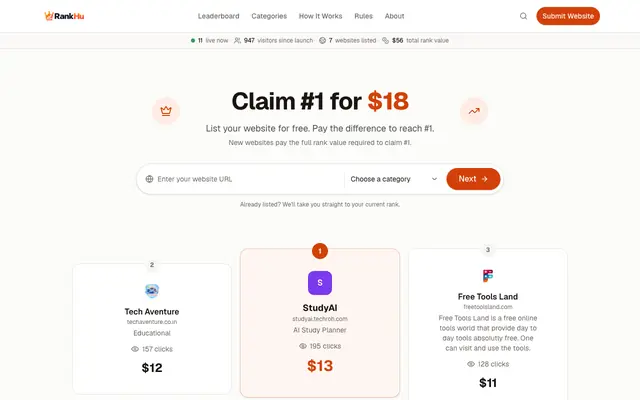 Screenshot of RankHu — Pay More. Rank Higher.
