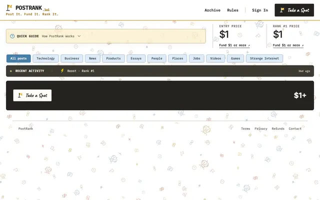 Screenshot of PostRank — Top Ten Posts