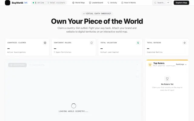 Screenshot of BuyWorld — Own Your Piece of the World