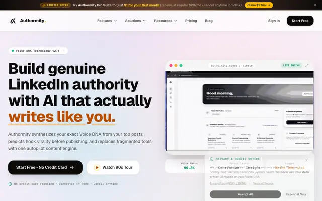 Screenshot of Authormity — LinkedIn Authority Builder