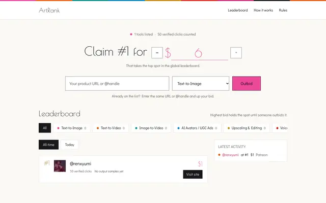 Screenshot of ArtRank — see the output before you click