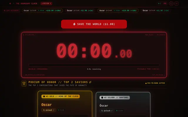 Screenshot of The Doomsday Clock | Will You Let Humanity Die?