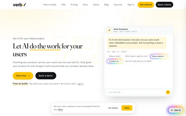 Screenshot of Verb: an AI assistant inside your SaaS that takes real actions