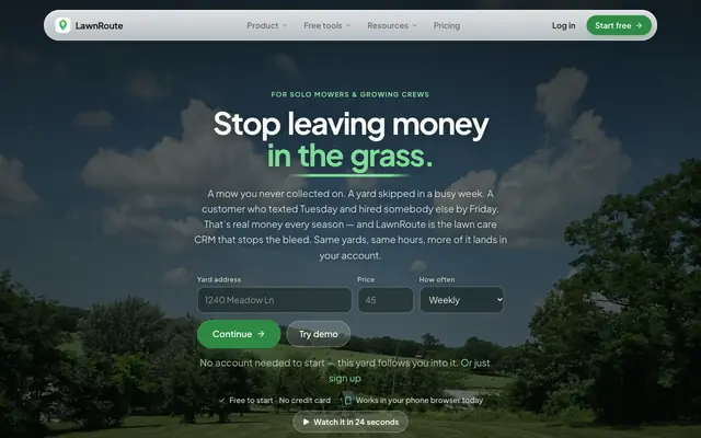 Screenshot of Simple Lawn Care CRM for Solo Mowers & Small Crews | LawnRoute