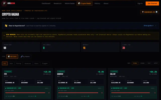 Screenshot of HypeVector — Trend Intelligence Platform