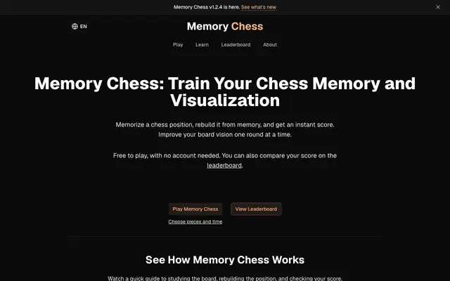 Screenshot of Memory Chess: Free Chess Memory and Visualization Game