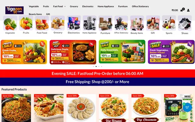 Screenshot of Tigozen: Rajkanika's Online Super Market