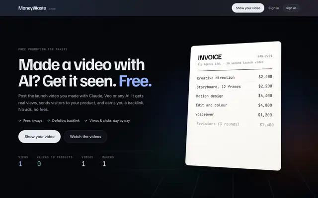 Screenshot of Money Waste — pay to waste your money