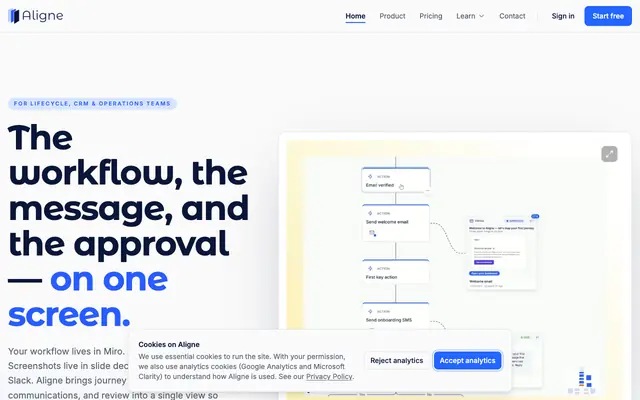 Screenshot of Aligne — Workflow and communication alignment in one system