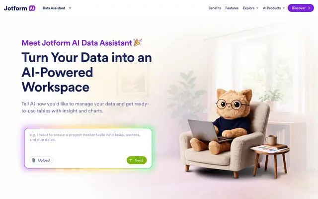 Screenshot of Jotform AI Data Assistant: Analyze Data with AI in Seconds