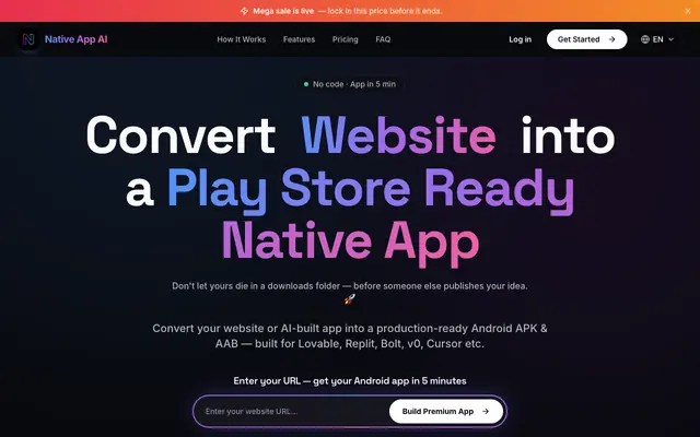 Screenshot of Website to App — AI App Builder for Android (Free)