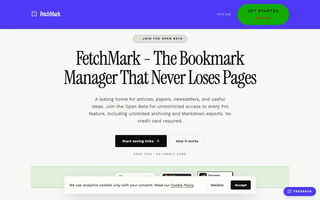 Screenshot of FetchMark - Save & Summarize Any Article