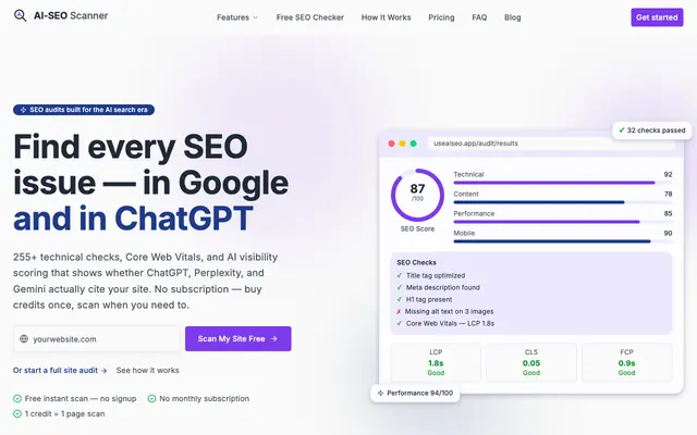 Screenshot of AI SEO Scanner — AI-Powered SEO Analysis Platform