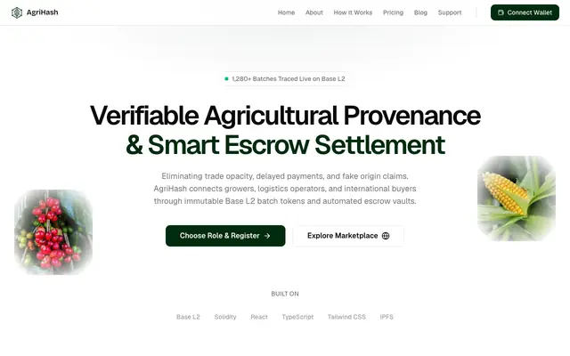 Screenshot of AgriHash — Decentralized Agricultural Supply Chain & Trade Protocol
