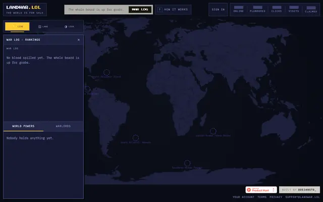 Screenshot of LANDWAR: the world is for sale