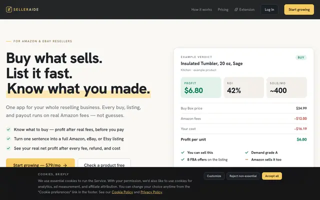 Screenshot of SellerAide