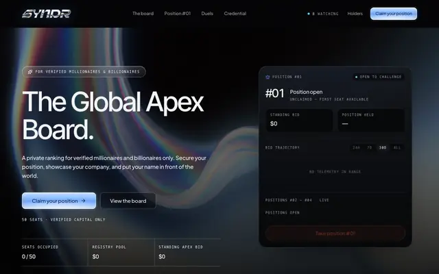 Screenshot of SYNDR — The Autonomous Board of Verified Standing