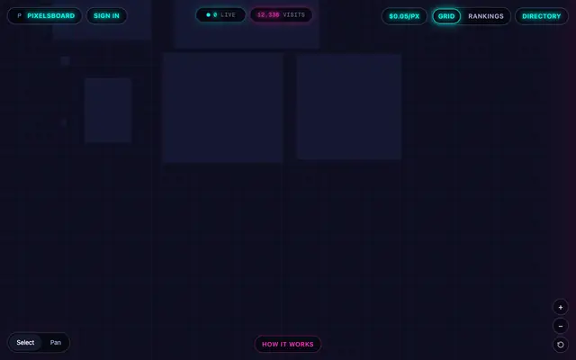 Screenshot of PixelsBoard - Own a Piece of the Internet | First 40,000 Pixels Free