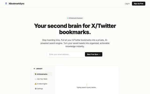 Screenshot of XBookmarkSync - AI-Powered Bookmark Sync & Content Engine