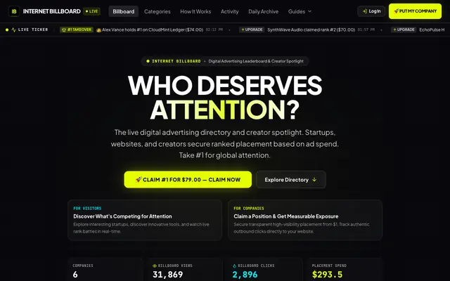 Screenshot of Internet Billboard — Who Deserves Attention?