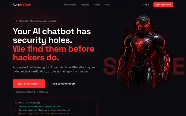 Screenshot of AutoRedTeam — Automated AI Security Auditing