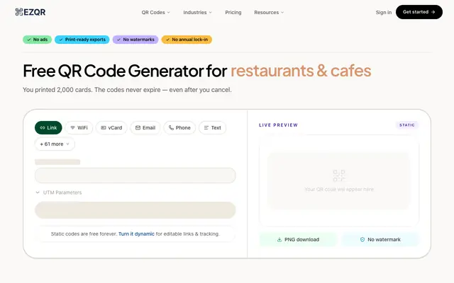 Screenshot of Best Free QR Code Generator — No Expiration, No Watermarks