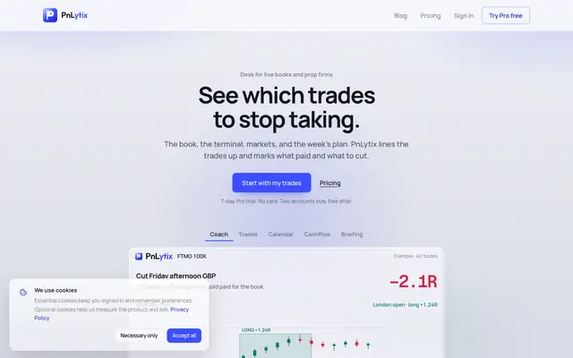 Screenshot of PnLytix | Journal for Live and Prop Books