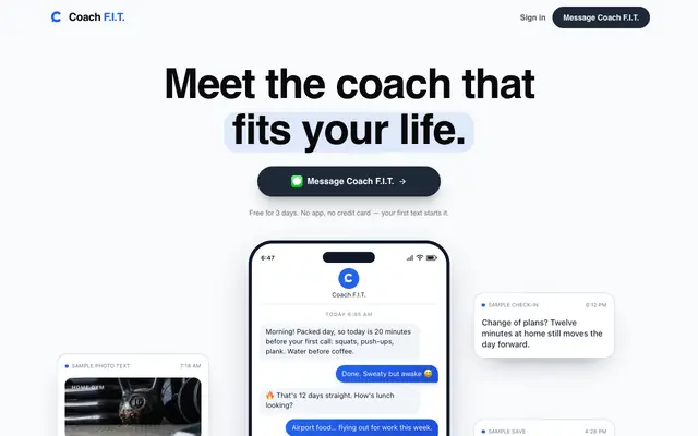 Screenshot of Finally, a Coach That Fits Your Life | Coach F.I.T.