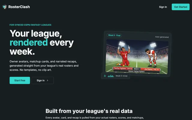 Screenshot of RosterClash - Fantasy Football Avatars