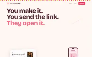 Screenshot of YourLovePage, A Love Website for Your Girlfriend or Boyfriend