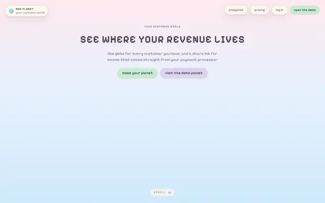 Screenshot of MRR Planet - your customers, as a tiny world